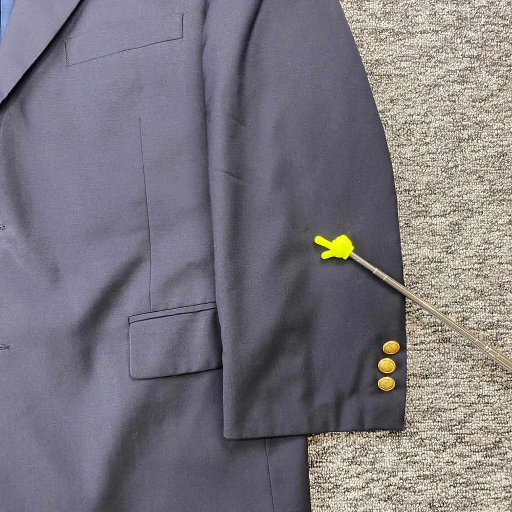 Jos A Bank Mens 46 Short Navy Wool Blazer Gold Buttons Two Button Sport Coat